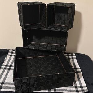 Set of 4 Black Woven Storage Basket-NWOT!